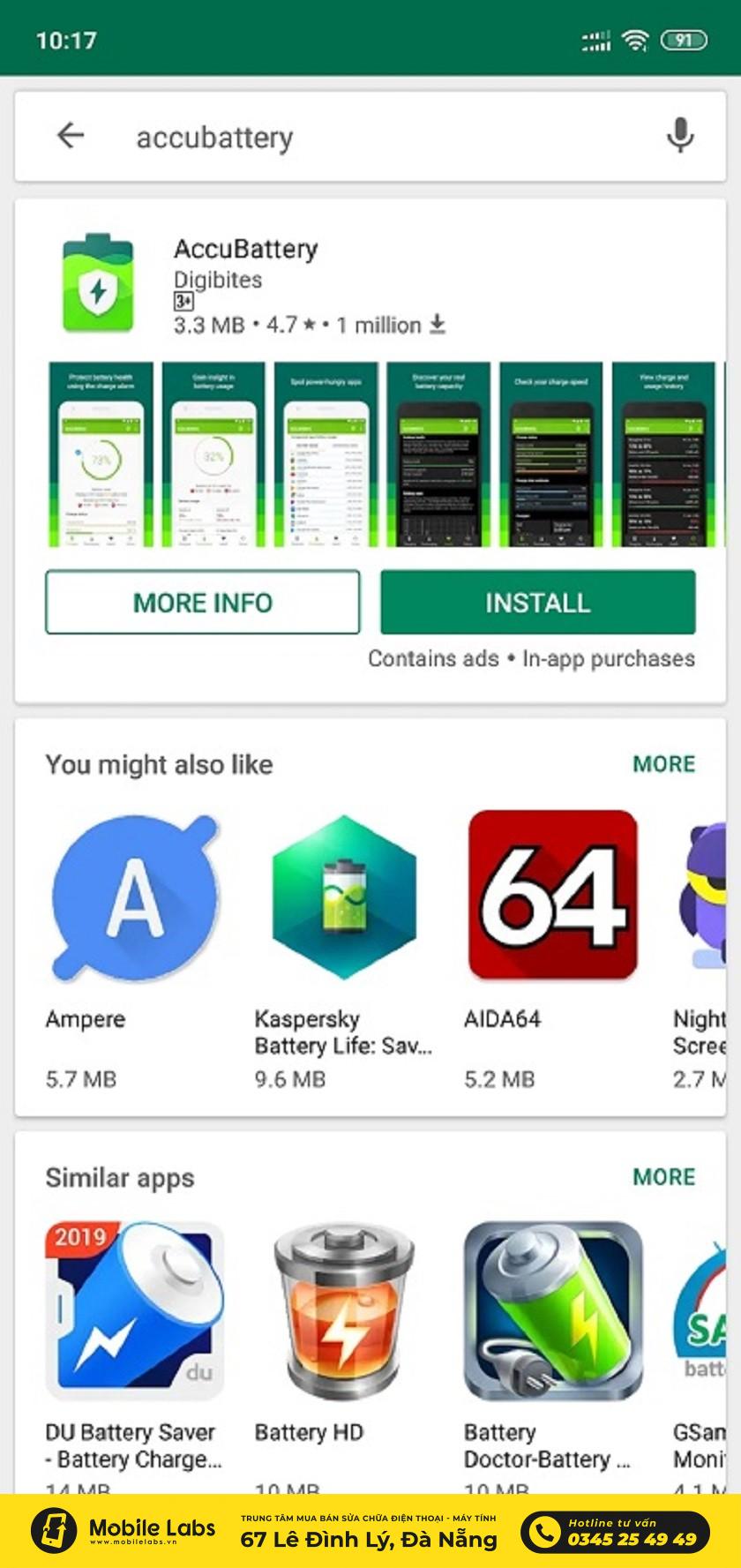 Sử dụng App “AccuBattery” tải từ Google Play store