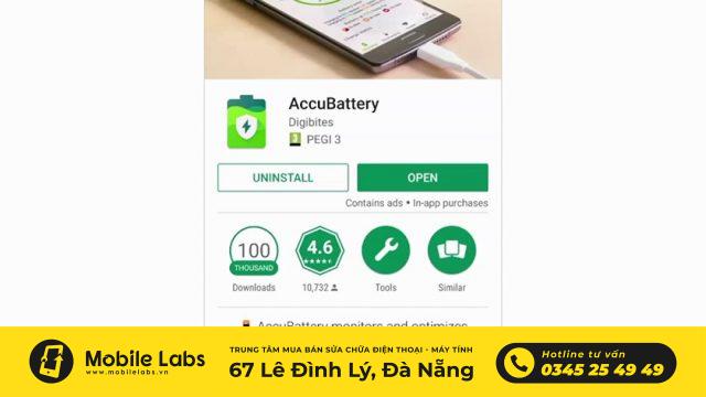 Kiểm tra chai pin bằng ứng dụng AccuBattery